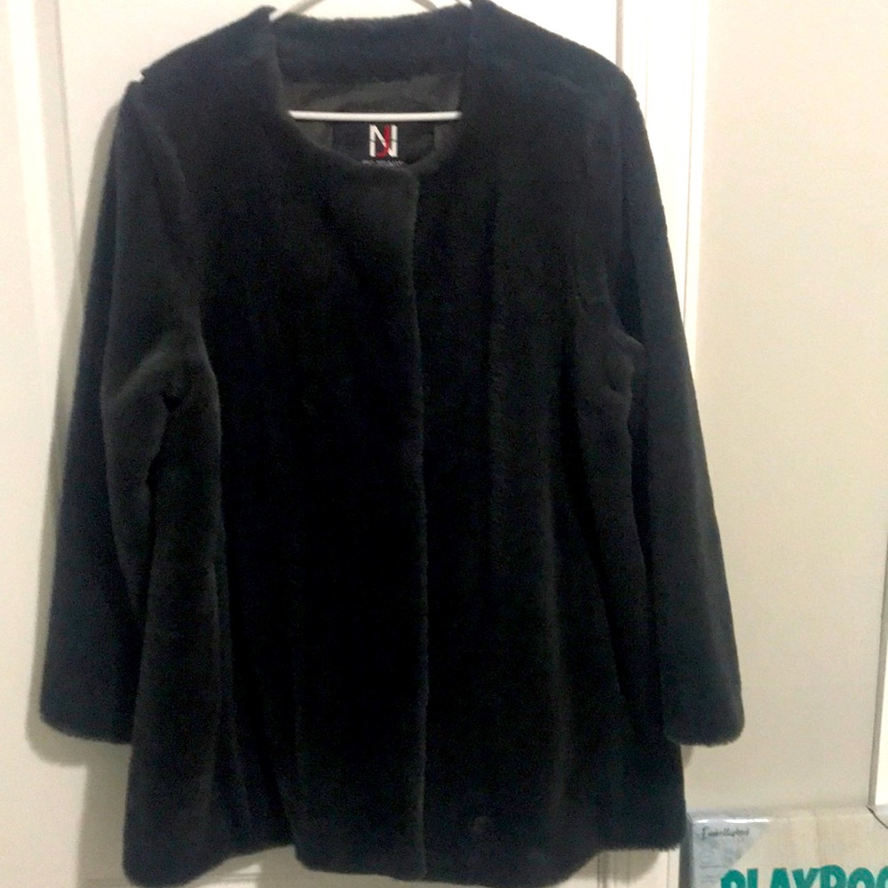 Keno Neuman Collection grey short fun fur jacket size XL NWOT